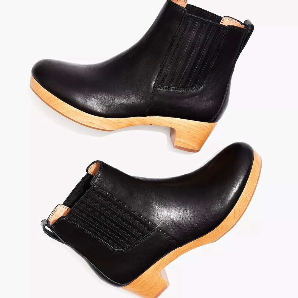 Madewell Clog Boots Black Leather size 9.5